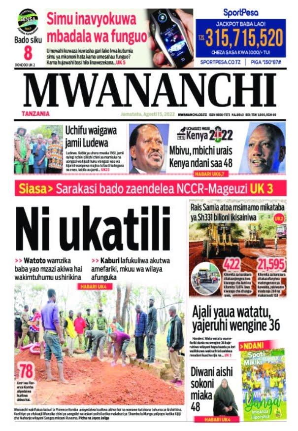 Magazeti ya Leo August 15 2022: Big news of Tanzania newspapers today August 15 2022