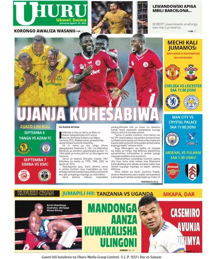 Magazeti ya leo August 23, 2022-Big news of Tanzania newspaper today 23 August 2022.