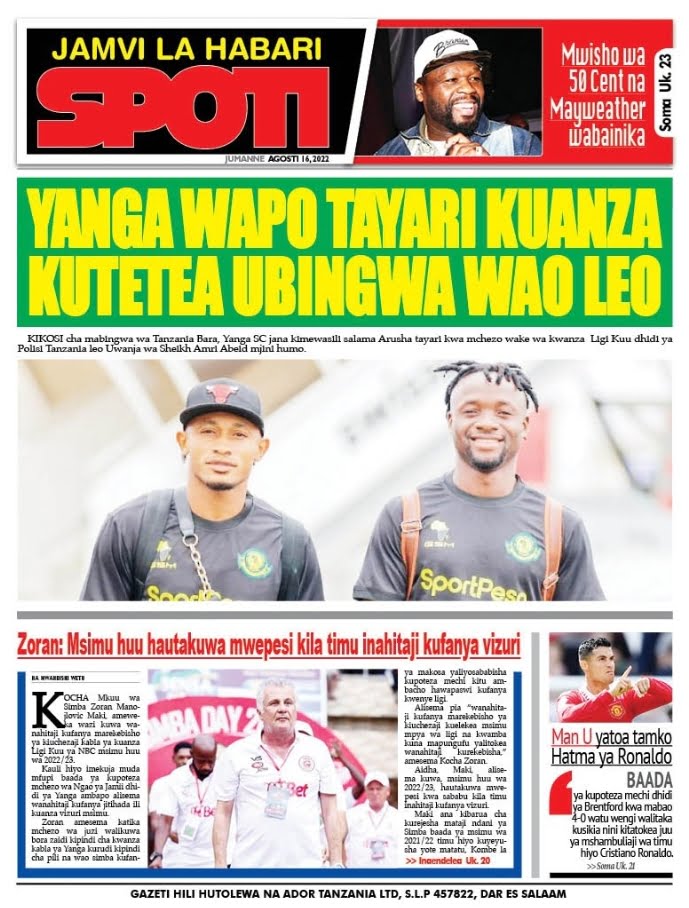 Magazeti ya leo August 16. 2022-Big news of Tanzania newspaper today 16. 2022