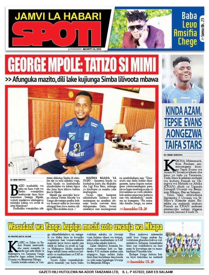 Magazeti ya leo Agust 24, 2022-Big news of Tanzania newspaper today August 24, 2022