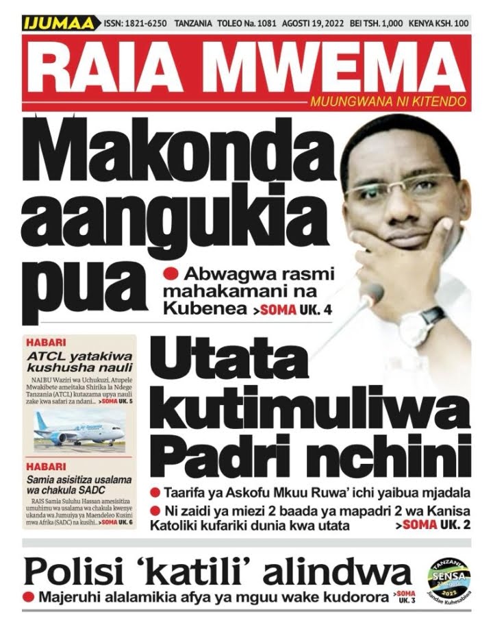Magazeti ya leo August 19, 2022-Big news of Tanzania Newspapers today August 19, 2022