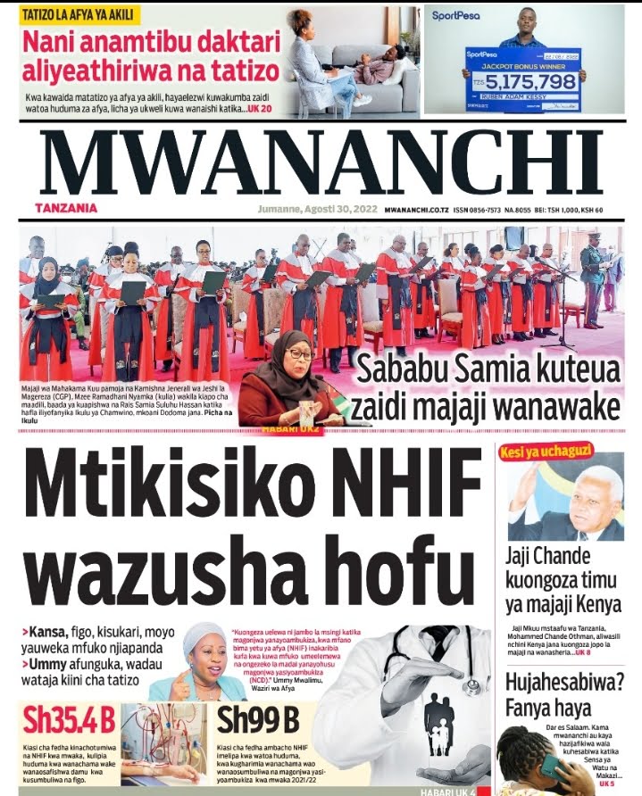 Habari kubwa za magazeti ya leo Jumanne Agust 30, 2022-Big news of Tanzania newspaper today August 30,2022