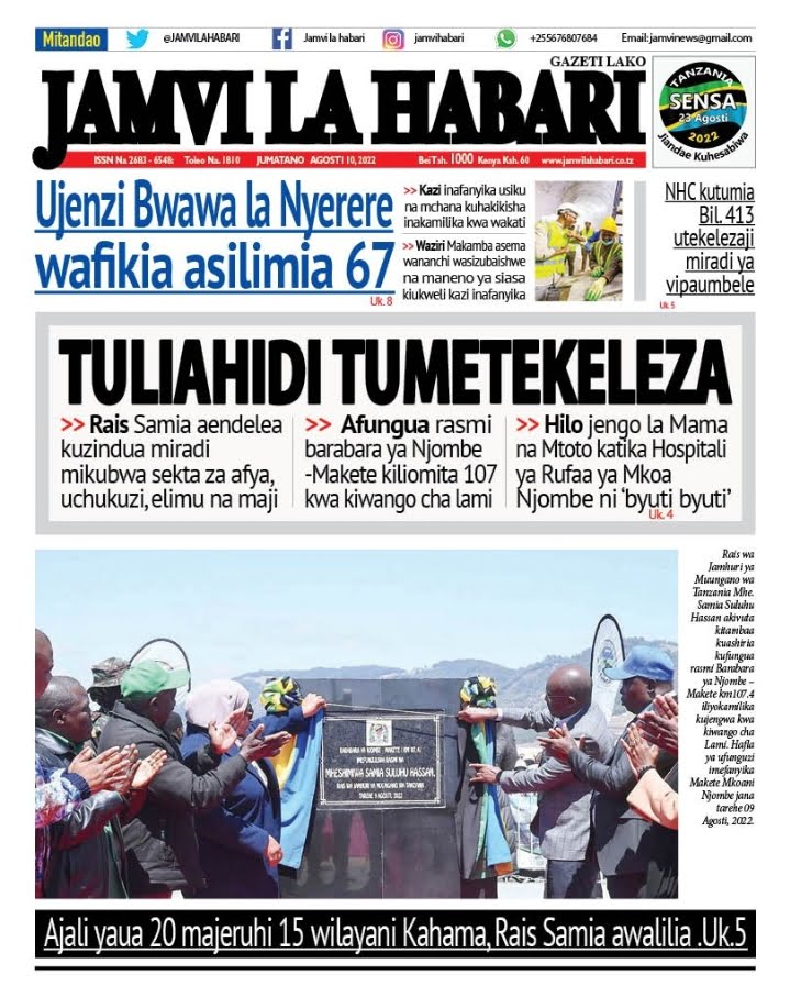 Tanzania Newspaper Updates|Magazeti ya leo 10 August 2022