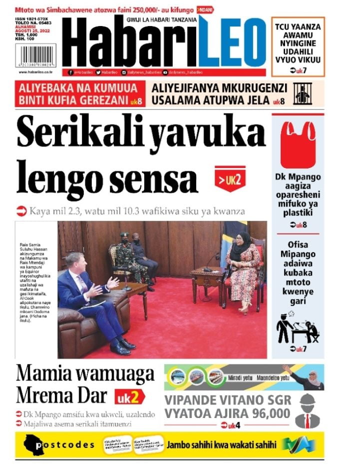 Magazeti ya leo alhamisi August 25 2022-Big news of Tanzania newspaper today August 25 2022