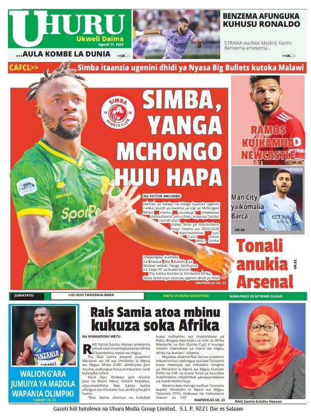 Tanzania Newspaper Today|Magazeti ya Tanzania Leo 11 August 2022