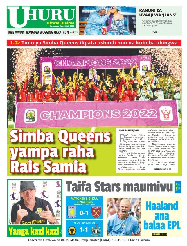 Habari kubwa za magazeti ya leo Jumatatu August 29, 2022-Big news of Tanzania Newspapers today August 29, 2022