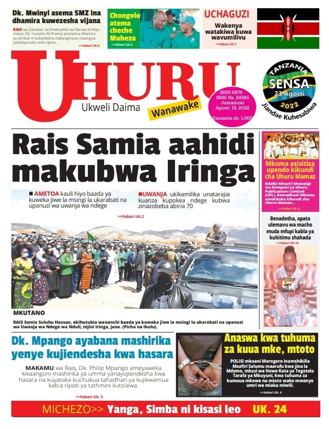 Habari Kubwa Za Magazeti Ya Leo 13 August 2022-Big news of Tanzania Newspapers today August 13, 2022