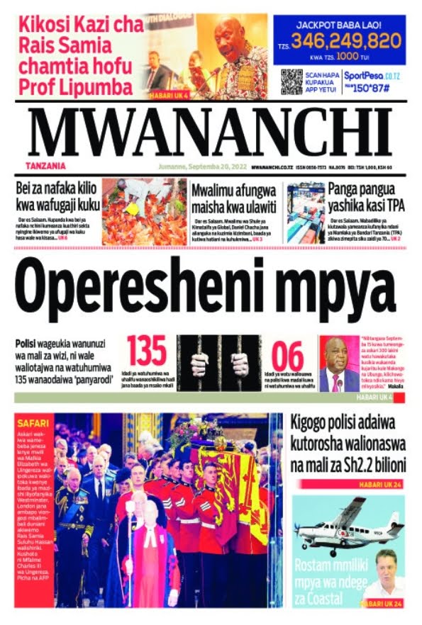 Magazeti ya leo 20.09.2022-Tanzania newspaper