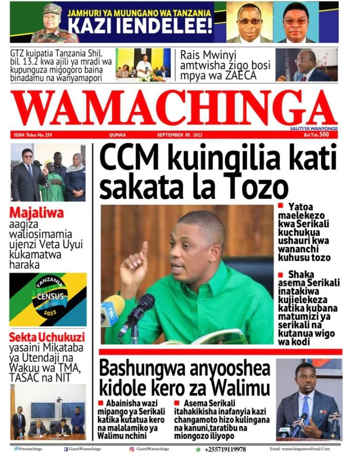 Magazeti ya leo 09.09.2022-Big news of Tanzania newspaper today 09.09.2022