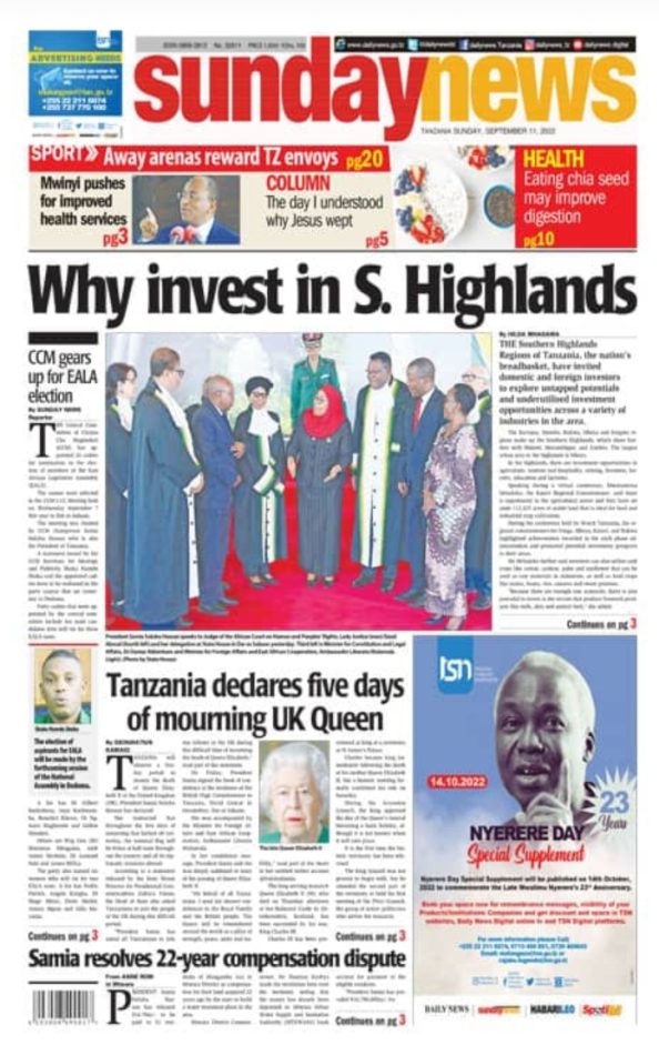 Magazeti ya leo 11.09.2022-Big news of Tanzania newspapers today 11.09.2022