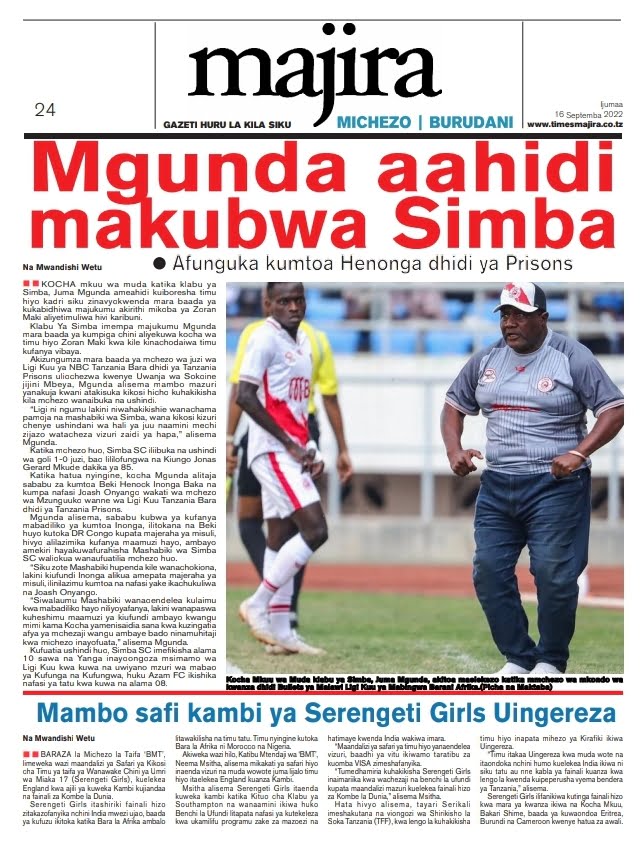 Magazeti ya leo 16.09.2022-Tanzania newspaper today 16.09.2022