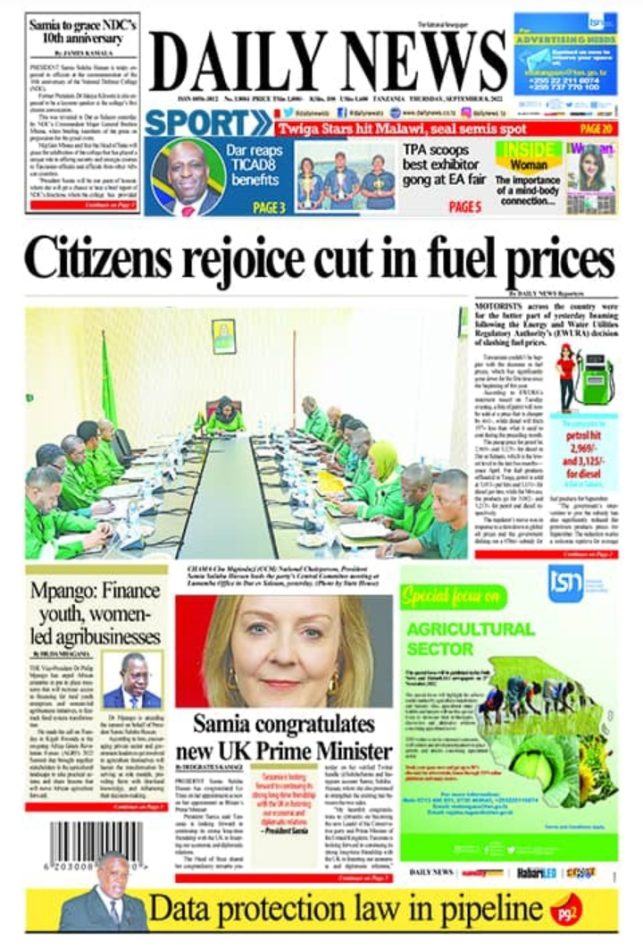 Magazeti ya leo 8.9.2022-Big news of Tanzania newspapers today 8.9.2022