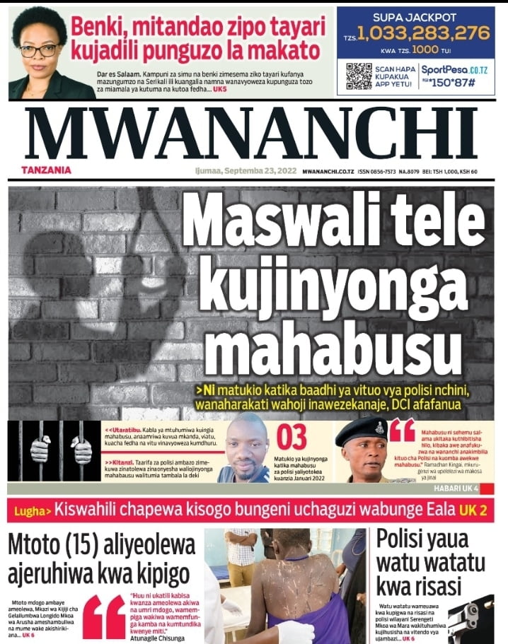 Magazeti ya leo 23.09.2022-Tanzania news updates to days 23.09.2022
