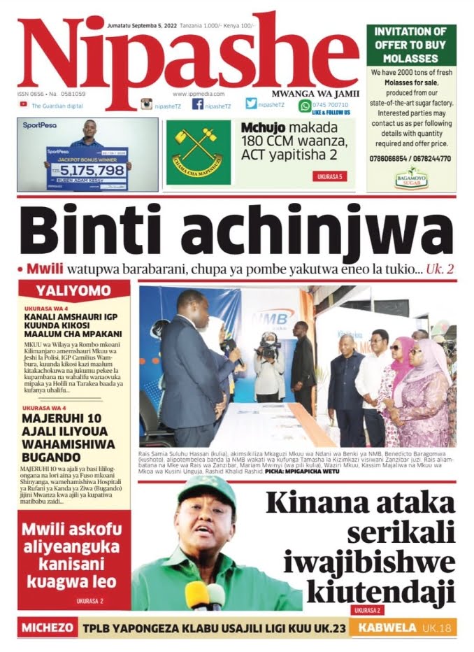 Magazeti ya leo September 5.2022-Big news of Tanzania newspaper today 5.09.2022