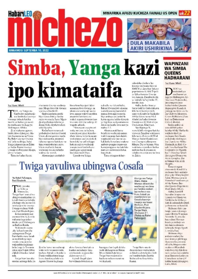 Magazeti ya leo 10.09.2022-Big news of Tanzania newspaper today 10.09.2022