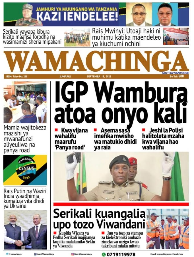 Magazeti ya leo 18.09.2022-Tanzania newspaper updates today 18.09.2022