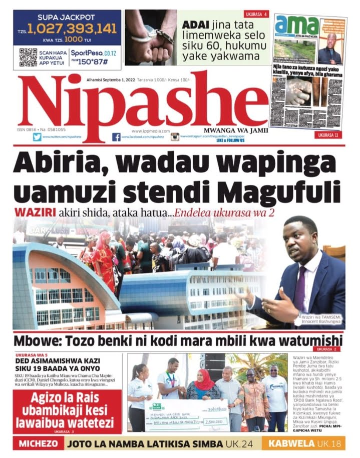 Habari kubwa za magazeti ya leo September 1.2022-Big news of Tanzania Newspaper today September 1.2022